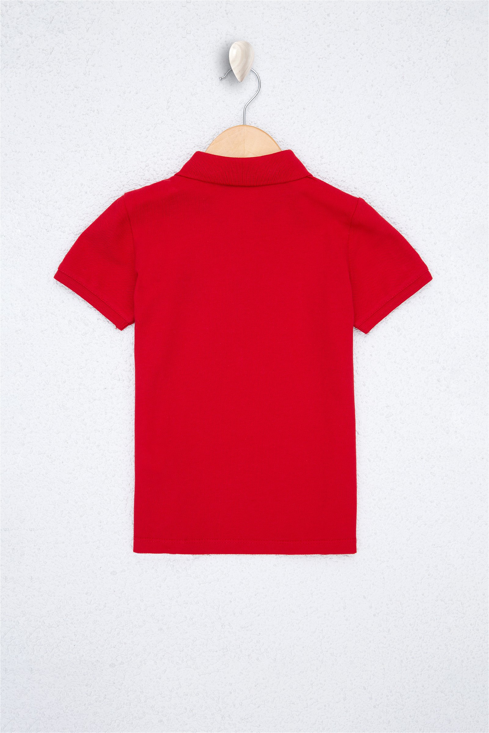 تی شرت یقه پولو قرمز  استاندارد فیت آستین کوتاه پسرانه یو اس پولو