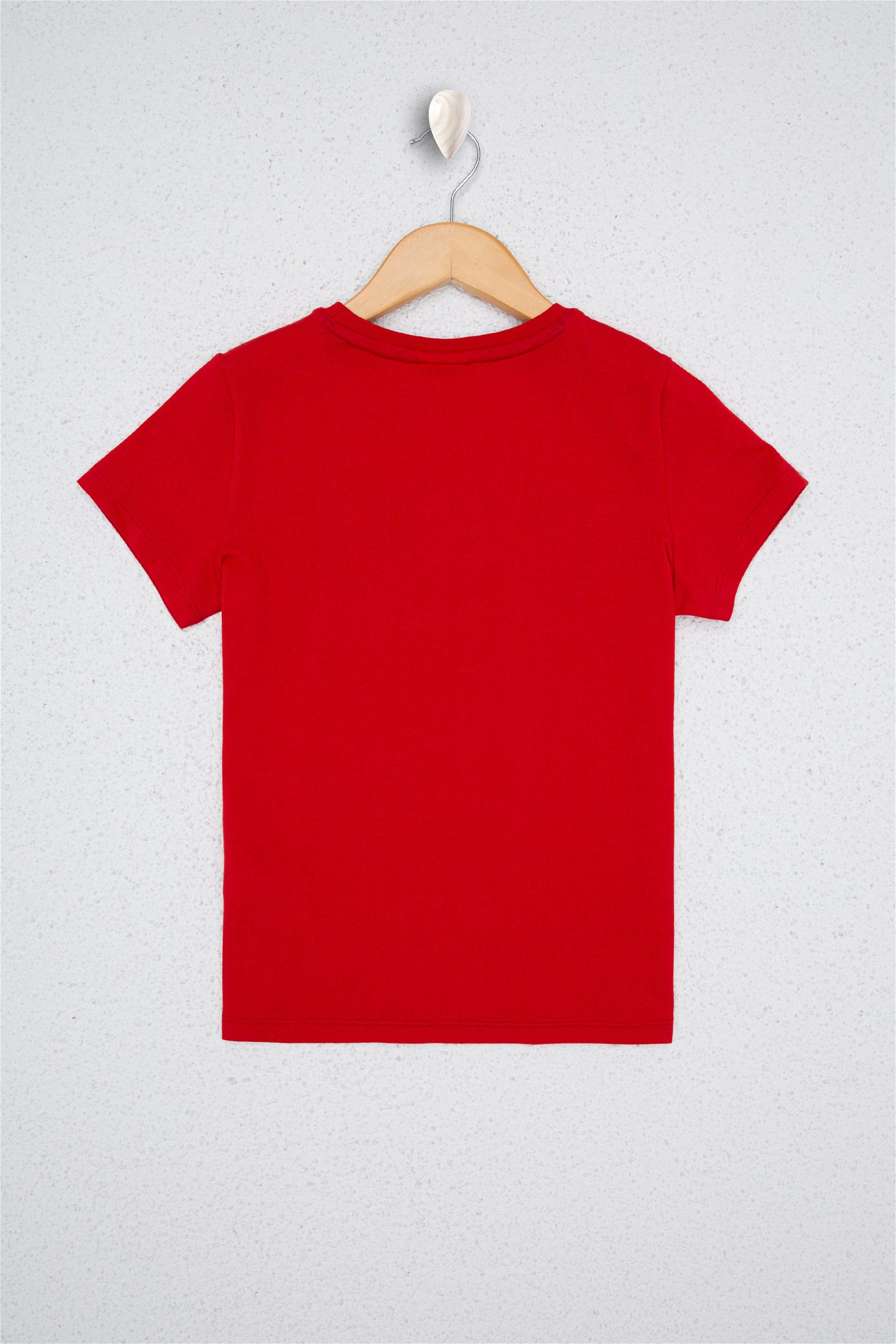 تی شرت یقه گرد قرمز  استاندارد فیت آستین کوتاه پسرانه یو اس پولو