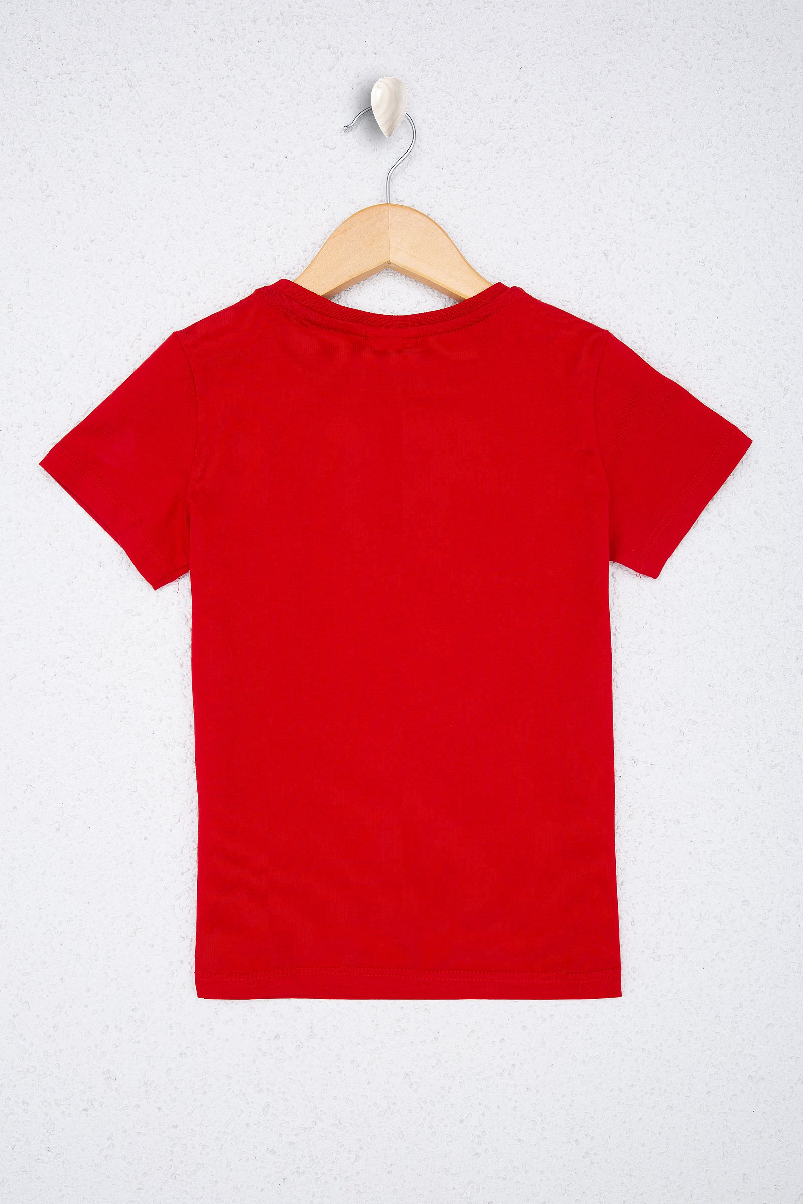 تی شرت یقه گرد قرمز  استاندارد فیت آستین کوتاه پسرانه یو اس پولو