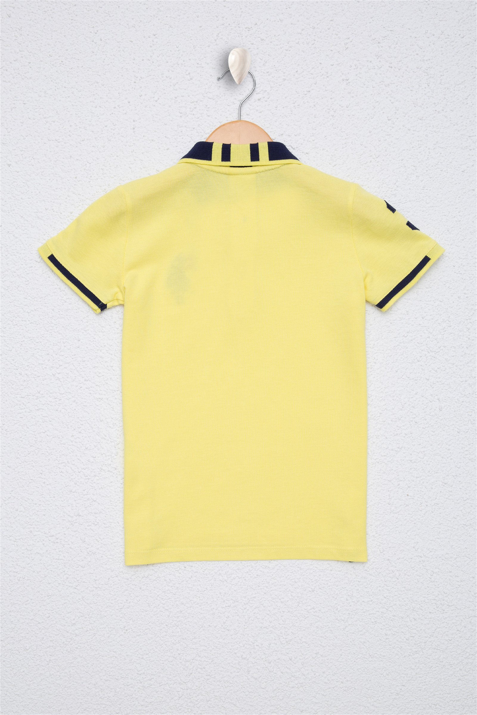 تی شرت یقه پولو زرد  استاندارد فیت آستین کوتاه پسرانه یو اس پولو
