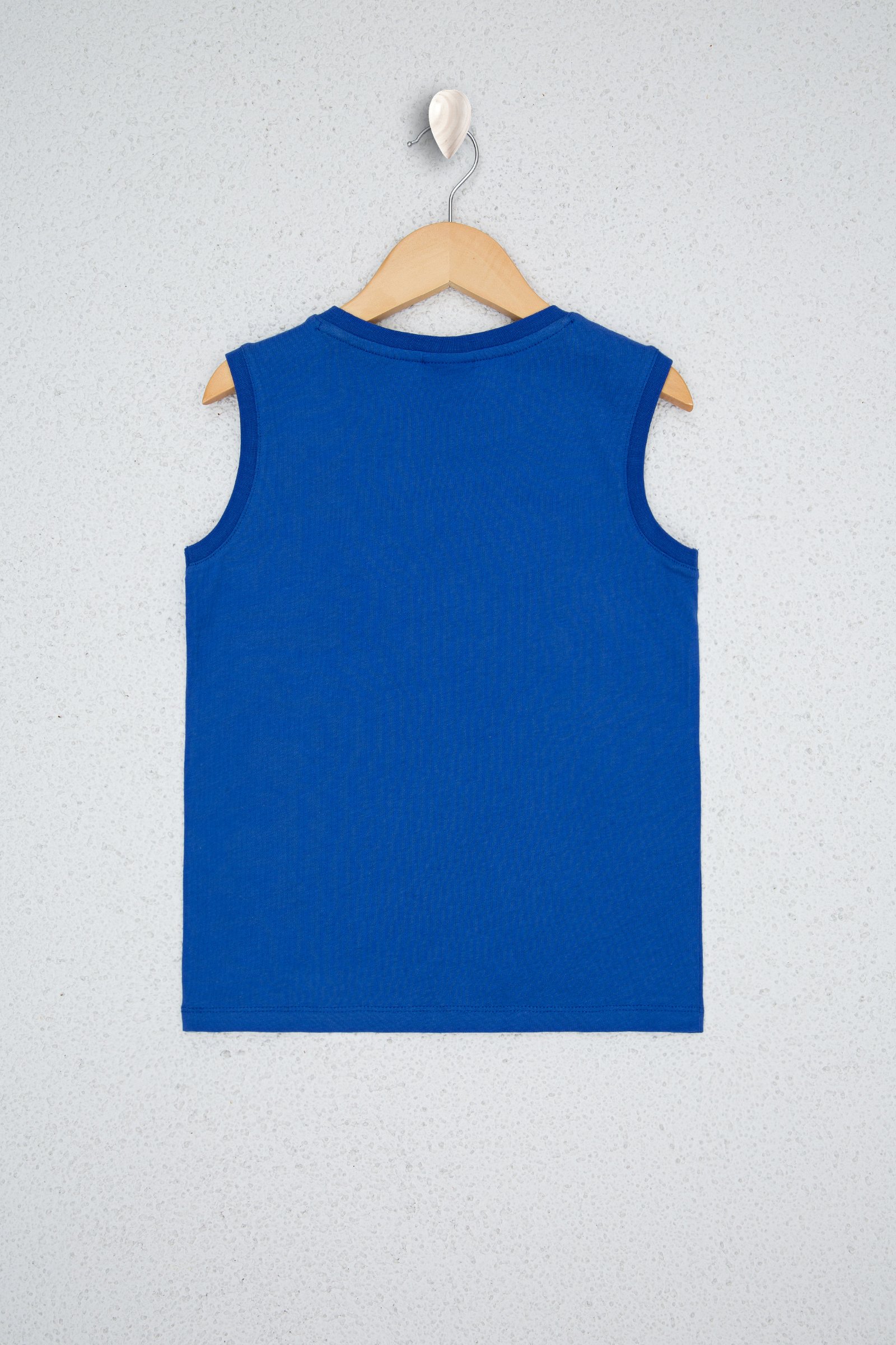 تی شرت یقه یو شکل آبی  استاندارد فیت بدون آستین پسرانه یو اس پولو | US POLO ASSN
