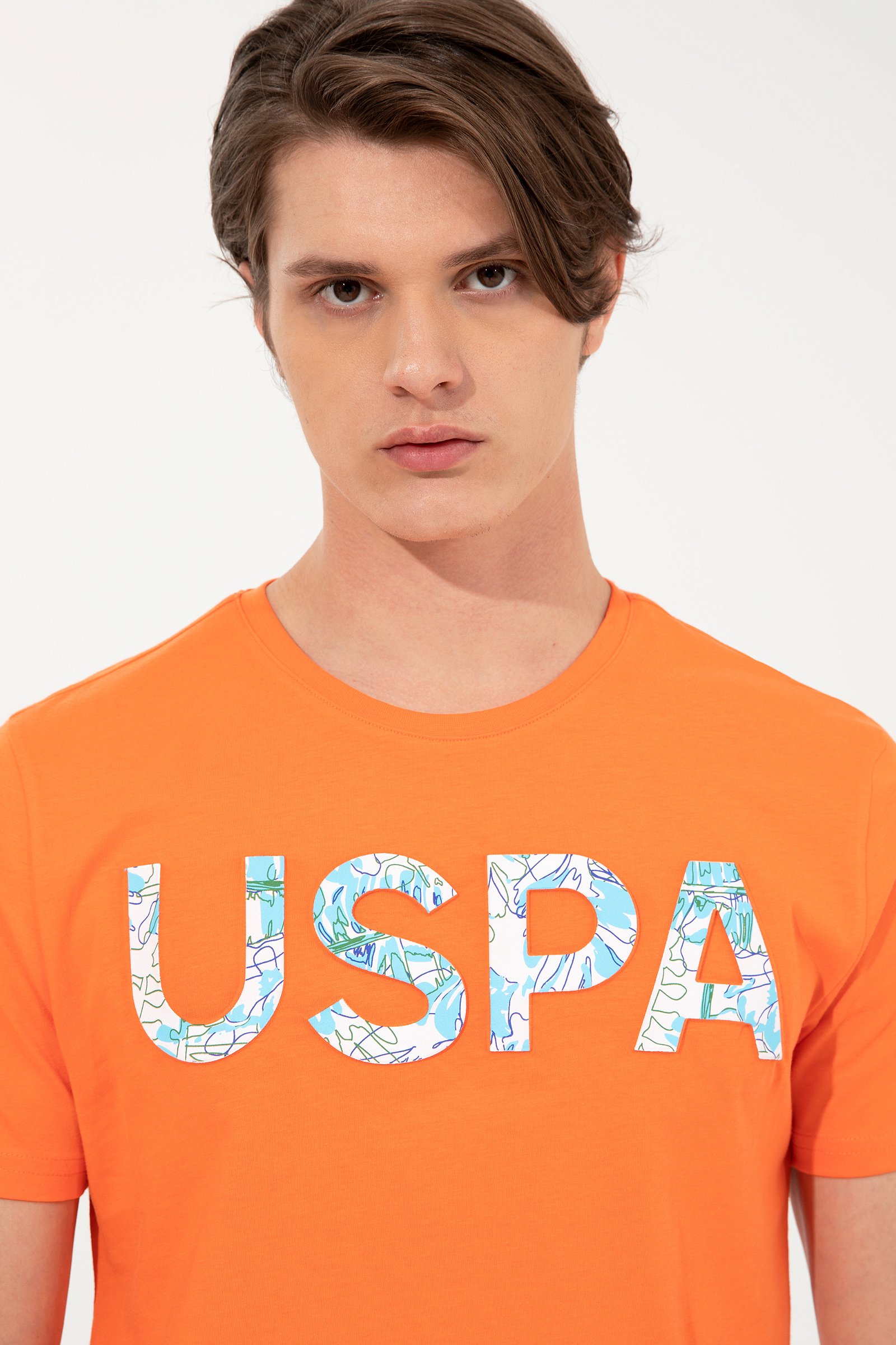 تی شرت یقه گرد نارنجی  رگولار آستین کوتاه مردانه یو اس پولو | US POLO ASSN