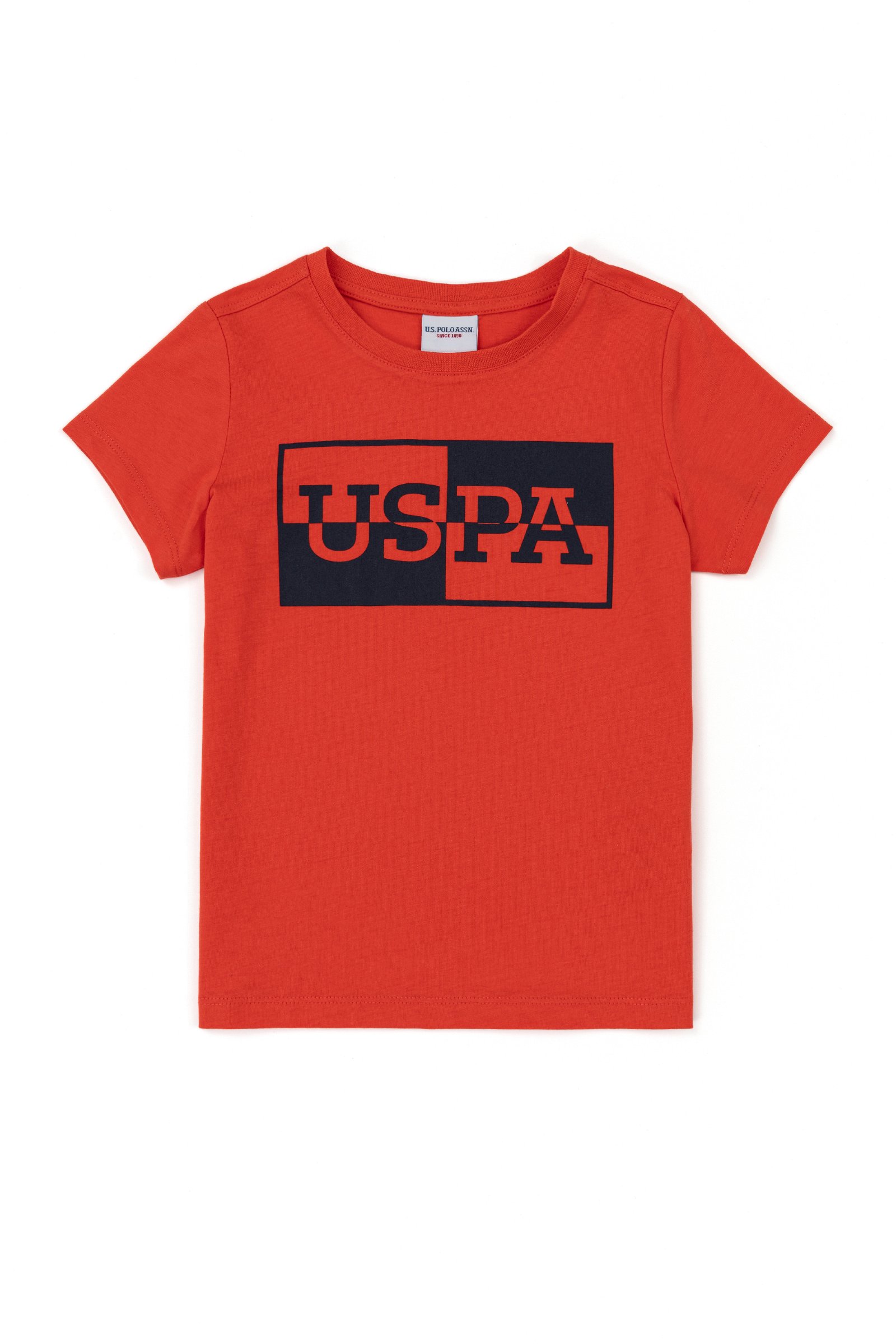 تی شرت یقه گرد قرمز  استاندارد فیت آستین کوتاه پسرانه یو اس پولو | US POLO ASSN