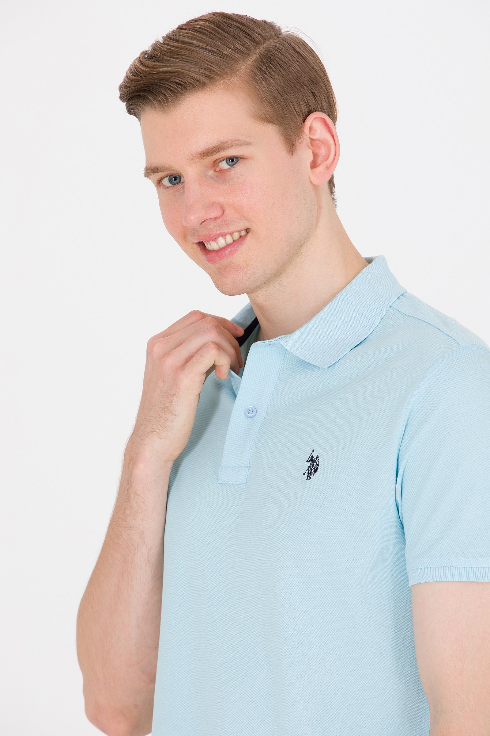 تی شرت یقه پولو نیلی  اندامی  مردانه یو اس پولو | US POLO ASSN