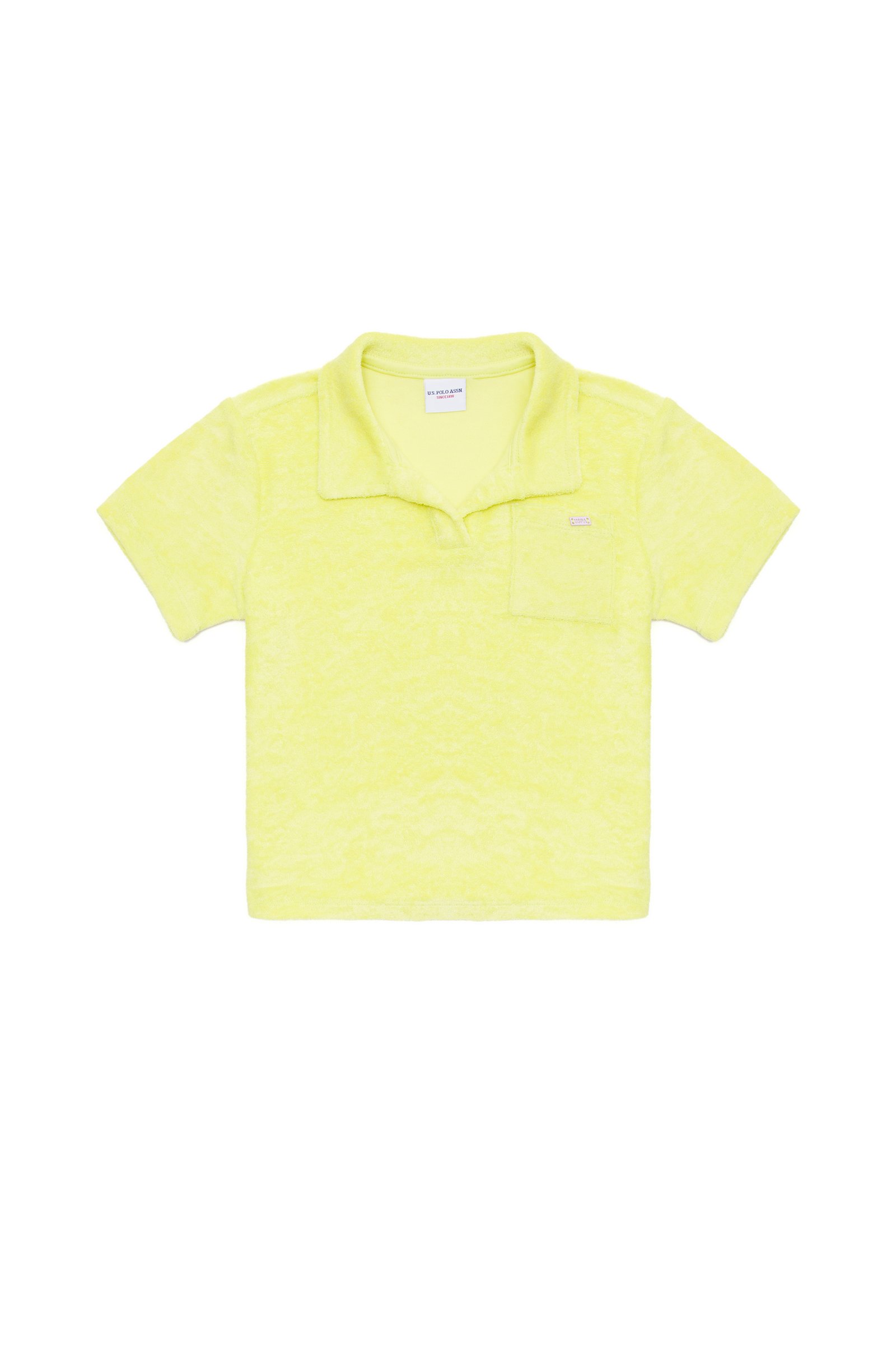 تی شرت یقه پولو لیمویی  Crop Top آستین کوتاه دخترانه یو اس پولو | US POLO ASSN