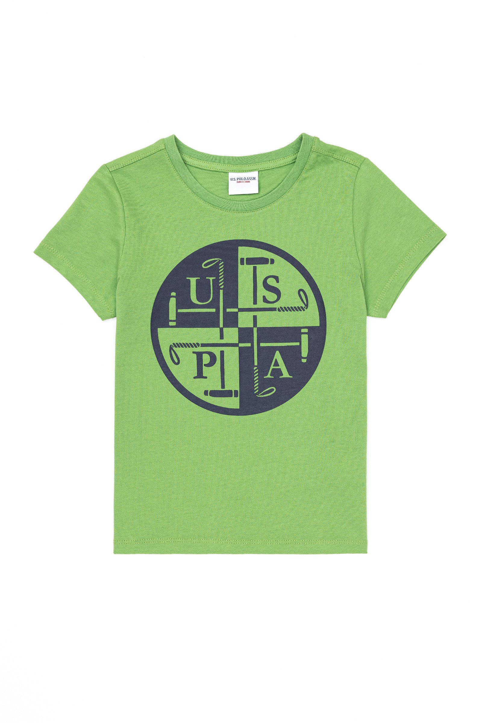 تی شرت یقه گرد سبز  استاندارد فیت آستین کوتاه پسرانه یو اس پولو | US POLO ASSN