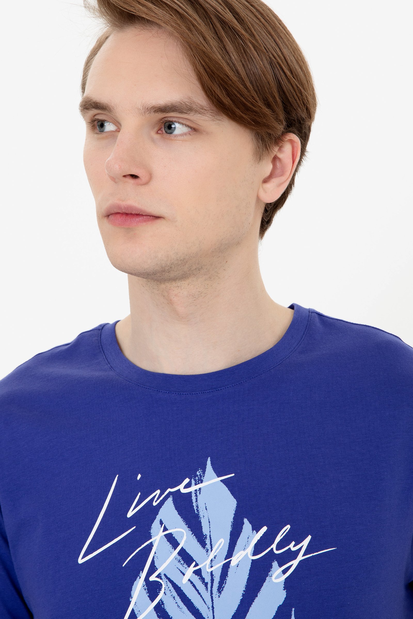 تی شرت یقه گرد آبی  رگولار آستین کوتاه مردانه یو اس پولو | US POLO ASSN