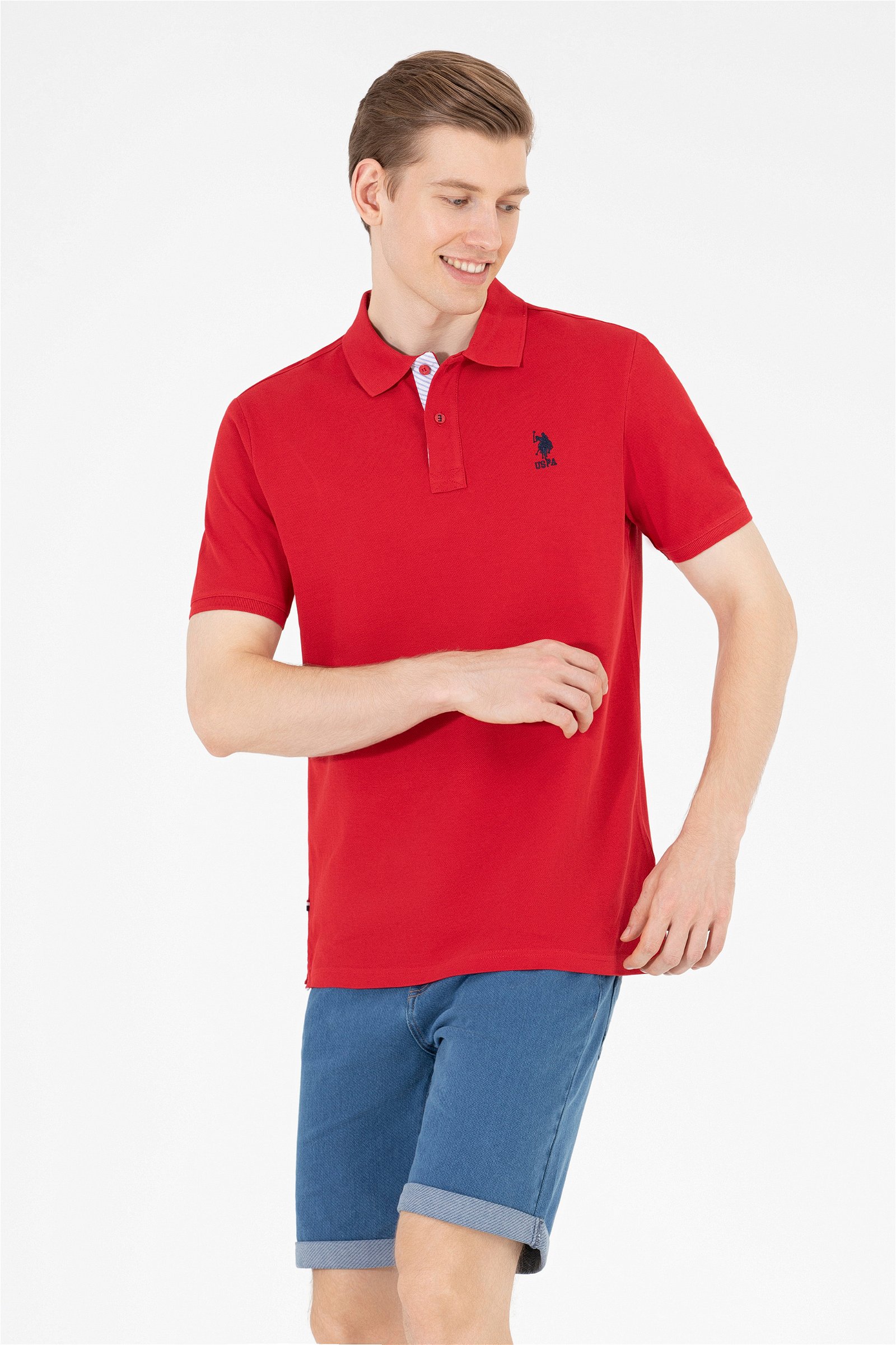 تی شرت یقه پولو قرمز  رگولار  مردانه یو اس پولو | US POLO ASSN