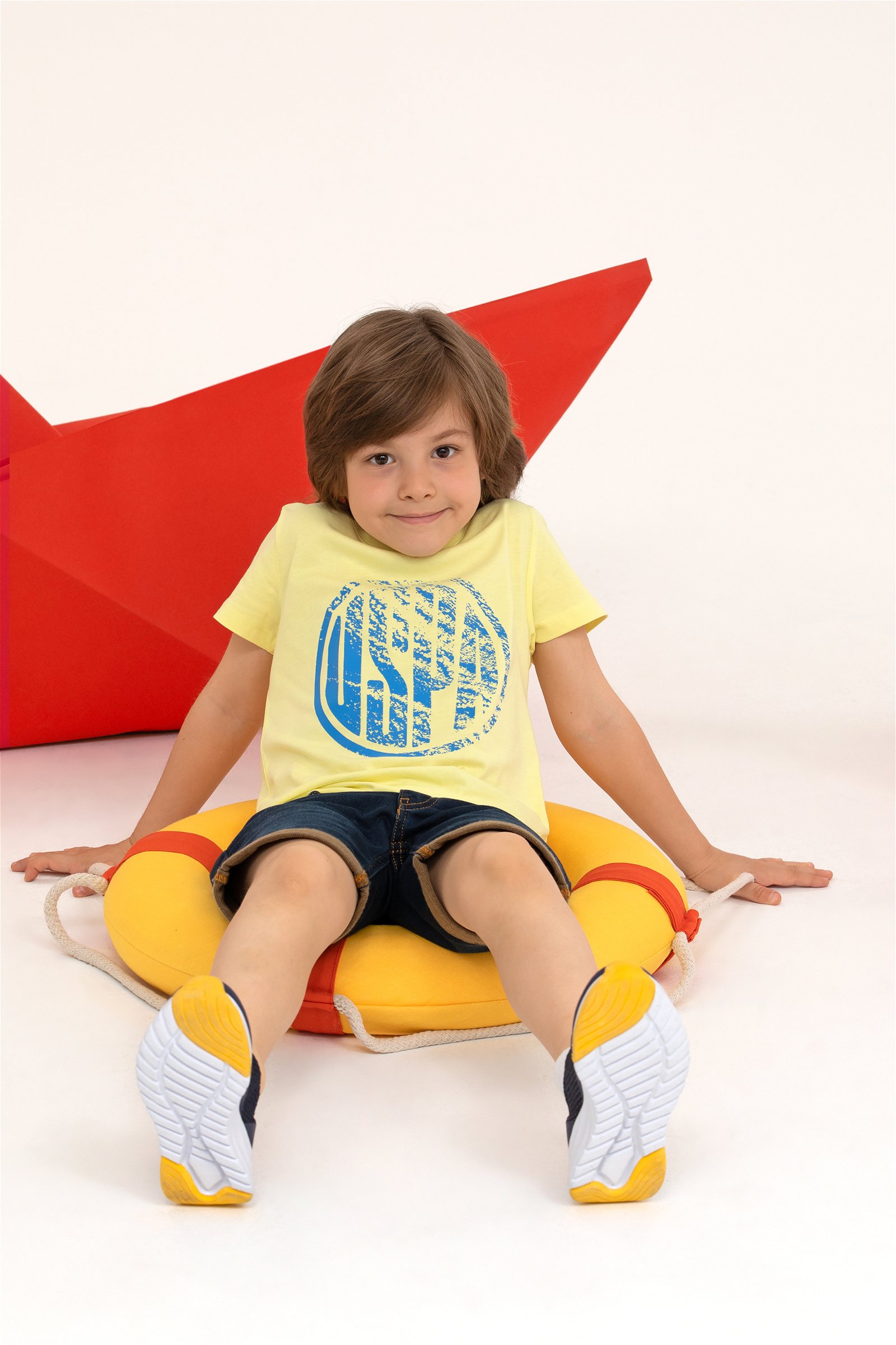 تی شرت  زرد روشن  استاندارد فیت  پسرانه یو اس پولو | US POLO ASSN