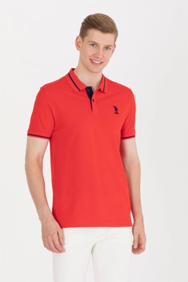 تی شرت یقه پولو قرمز  اندامی  مردانه یو اس پولو | US POLO ASSN
