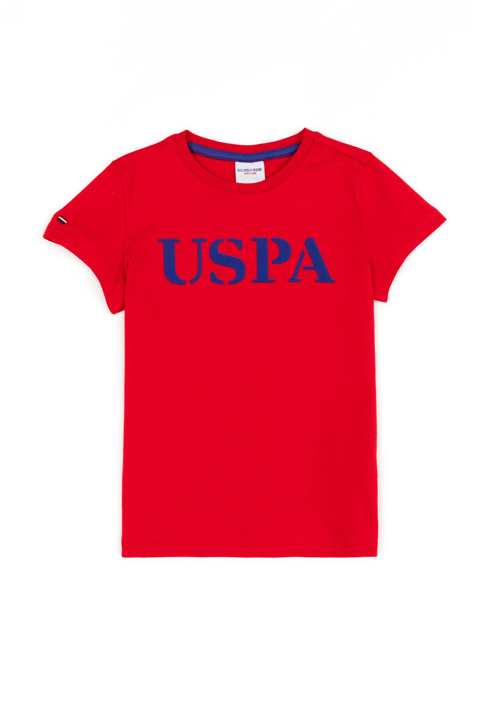 تی شرت یقه گرد قرمز  استاندارد فیت آستین کوتاه پسرانه یو اس پولو | US POLO ASSN