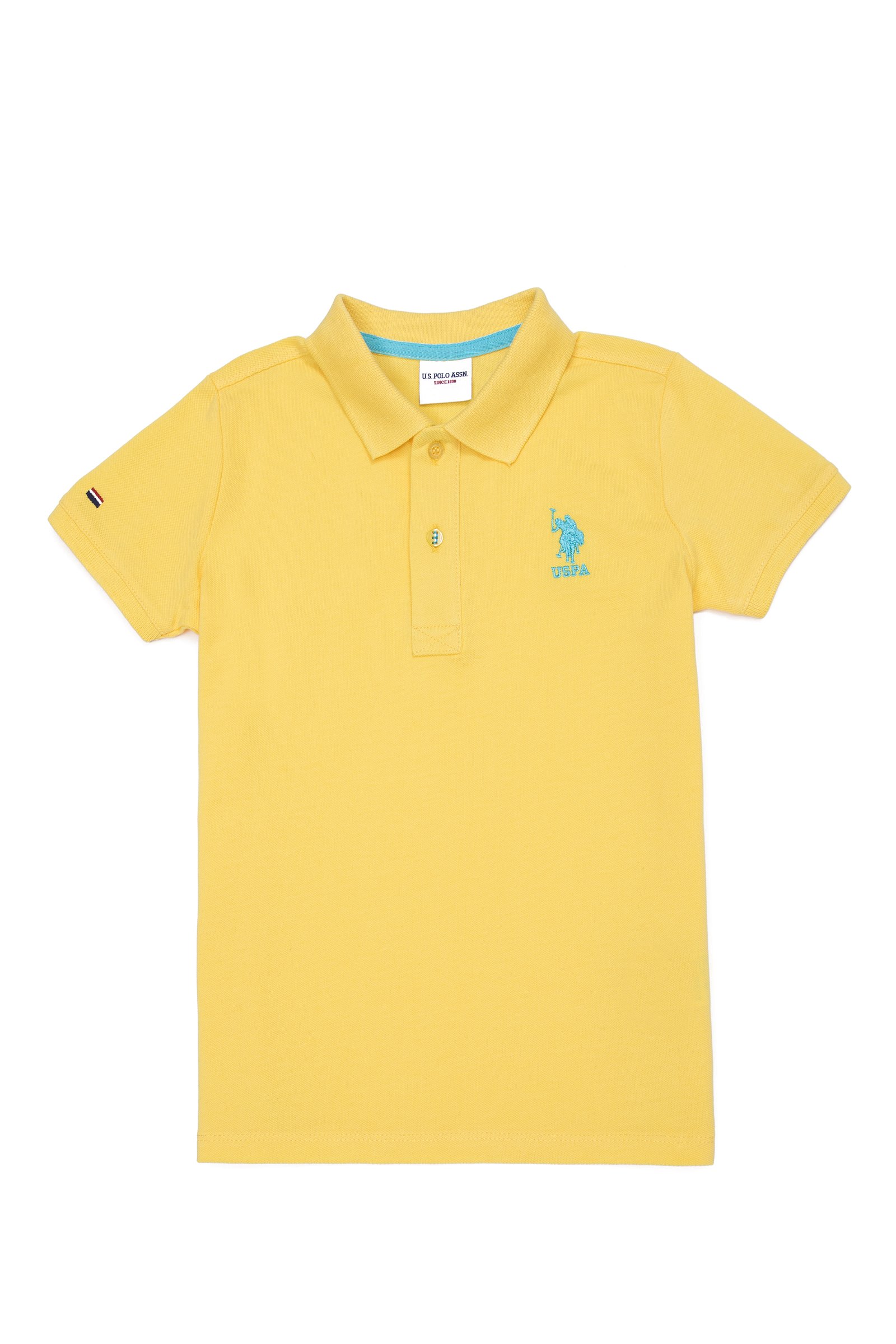 تی شرت یقه پولو زرد روشن  استاندارد فیت آستین کوتاه پسرانه یو اس پولو | US POLO ASSN