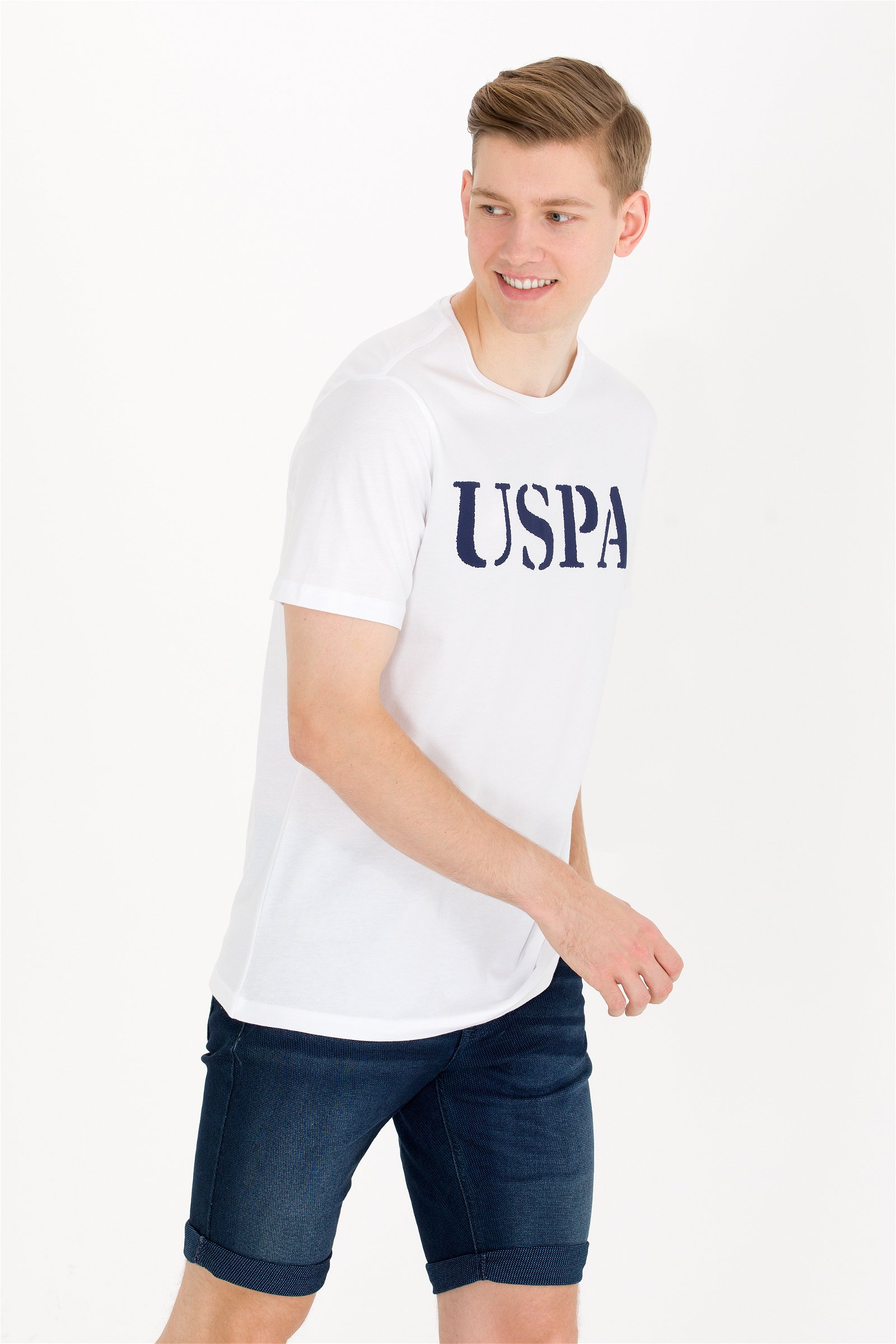 تی شرت یقه گرد سفید  رگولار آستین کوتاه مردانه یو اس پولو | US POLO ASSN
