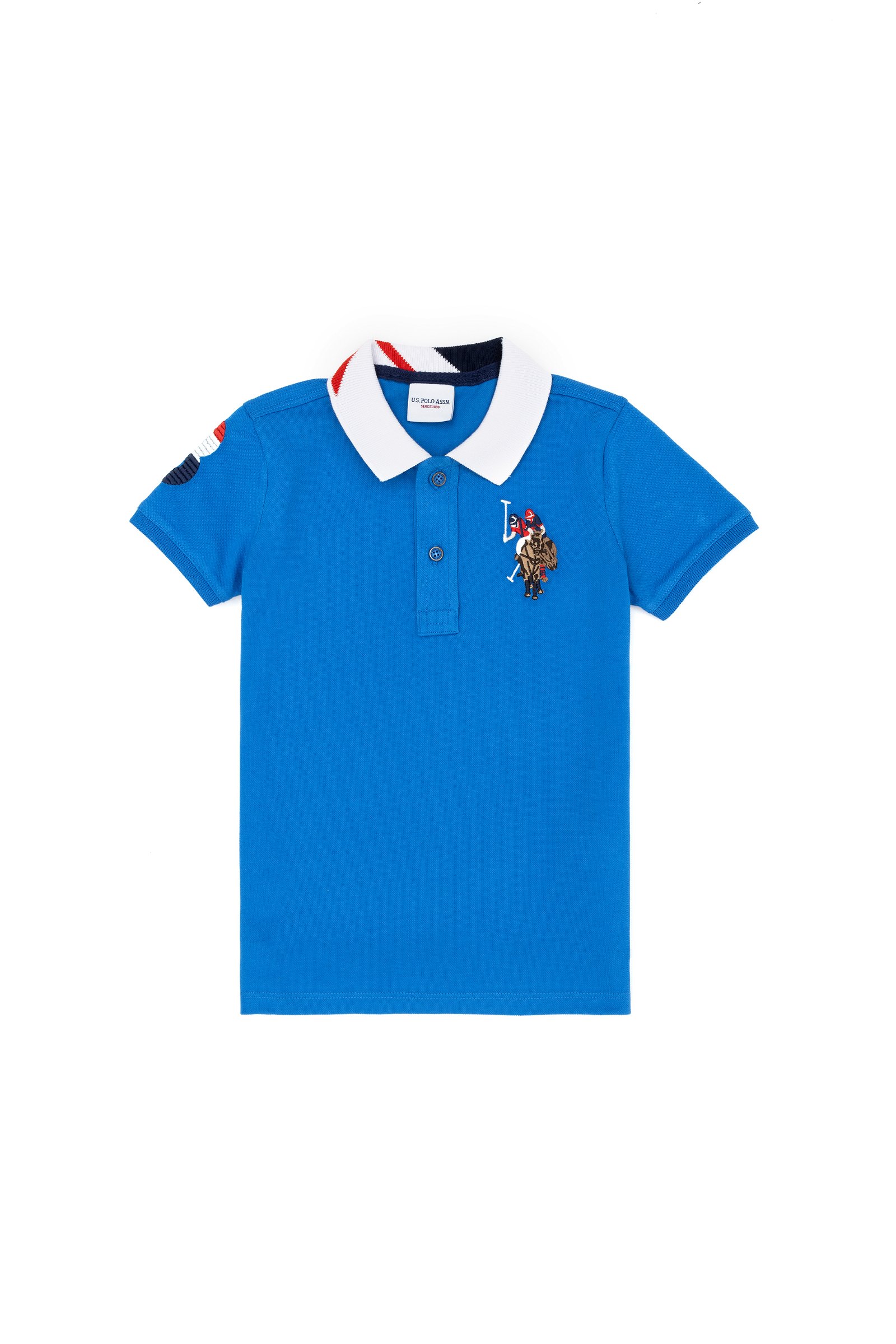 تی شرت یقه پولو آبی  استاندارد فیت  پسرانه یو اس پولو | US POLO ASSN