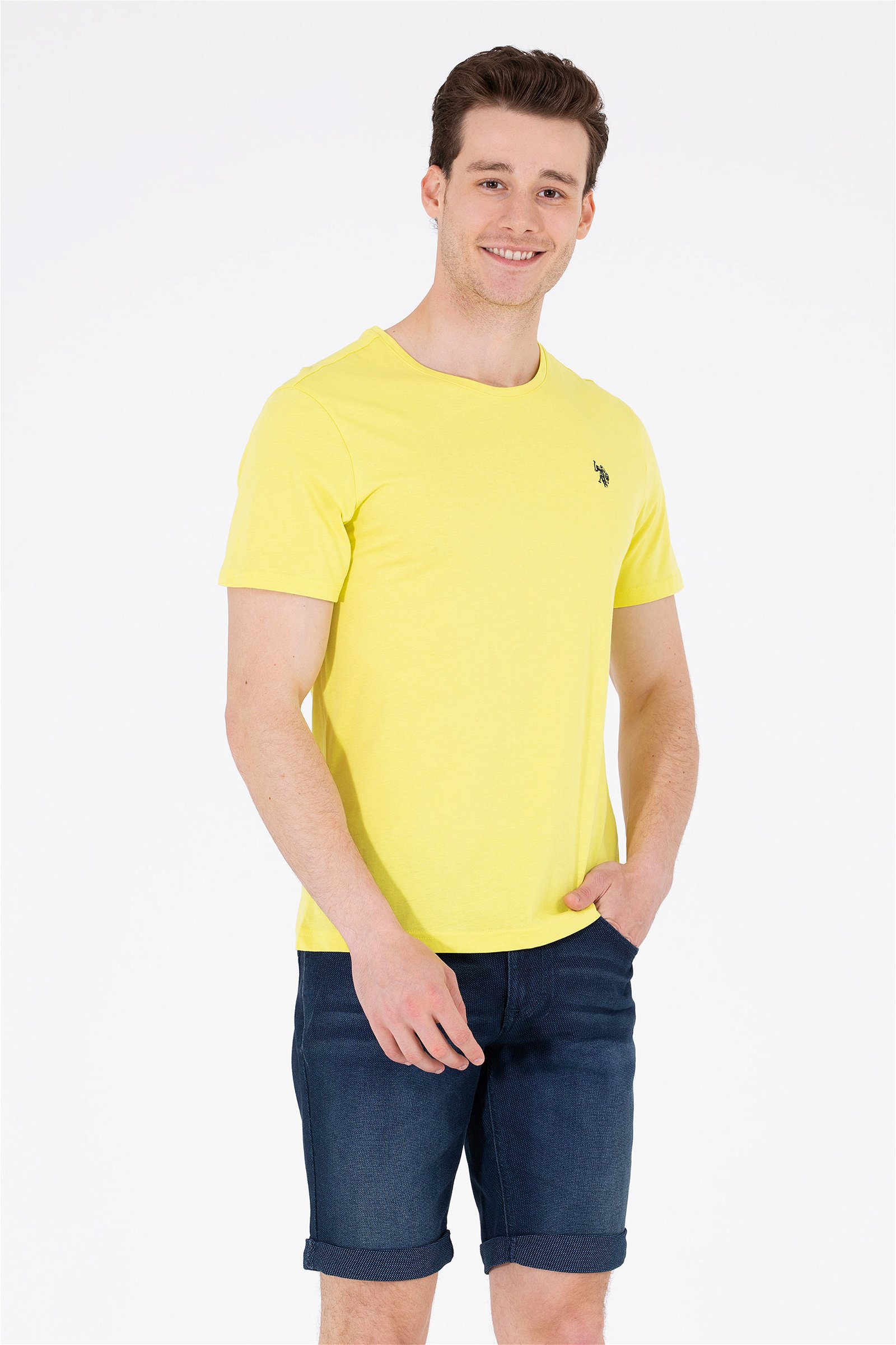 تی شرت یقه گرد لیمویی  رگولار آستین کوتاه مردانه یو اس پولو | US POLO ASSN