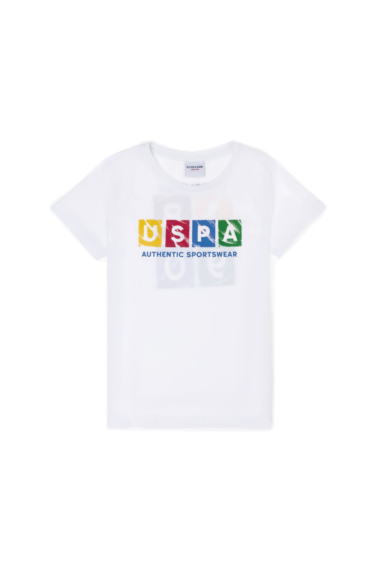 تی شرت یقه گرد سفید  استاندارد فیت  پسرانه یو اس پولو | US POLO ASSN