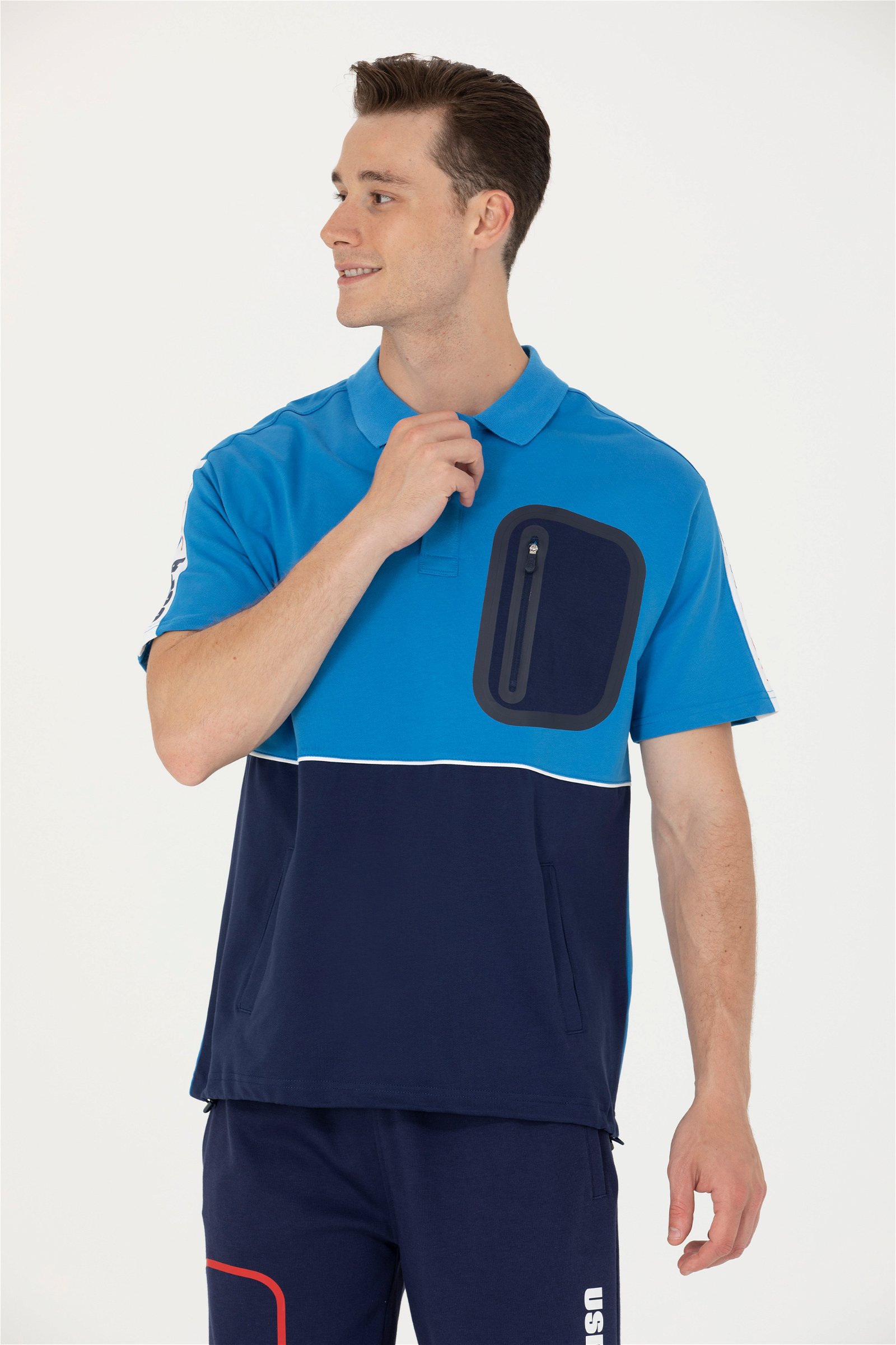 تی شرت یقه پولو آبی  ریلکس آستین کوتاه مردانه یو اس پولو | US POLO ASSN