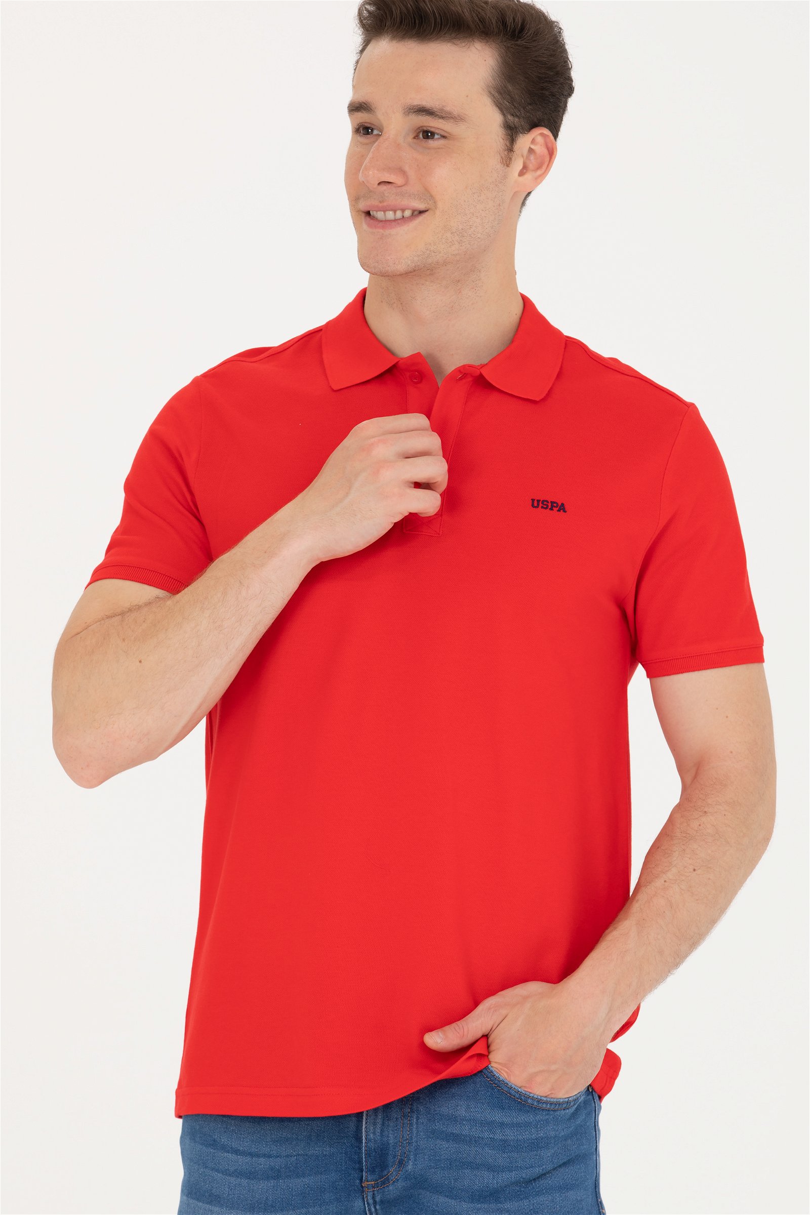 تی شرت یقه پولو قرمز  رگولار آستین کوتاه مردانه یو اس پولو | US POLO ASSN