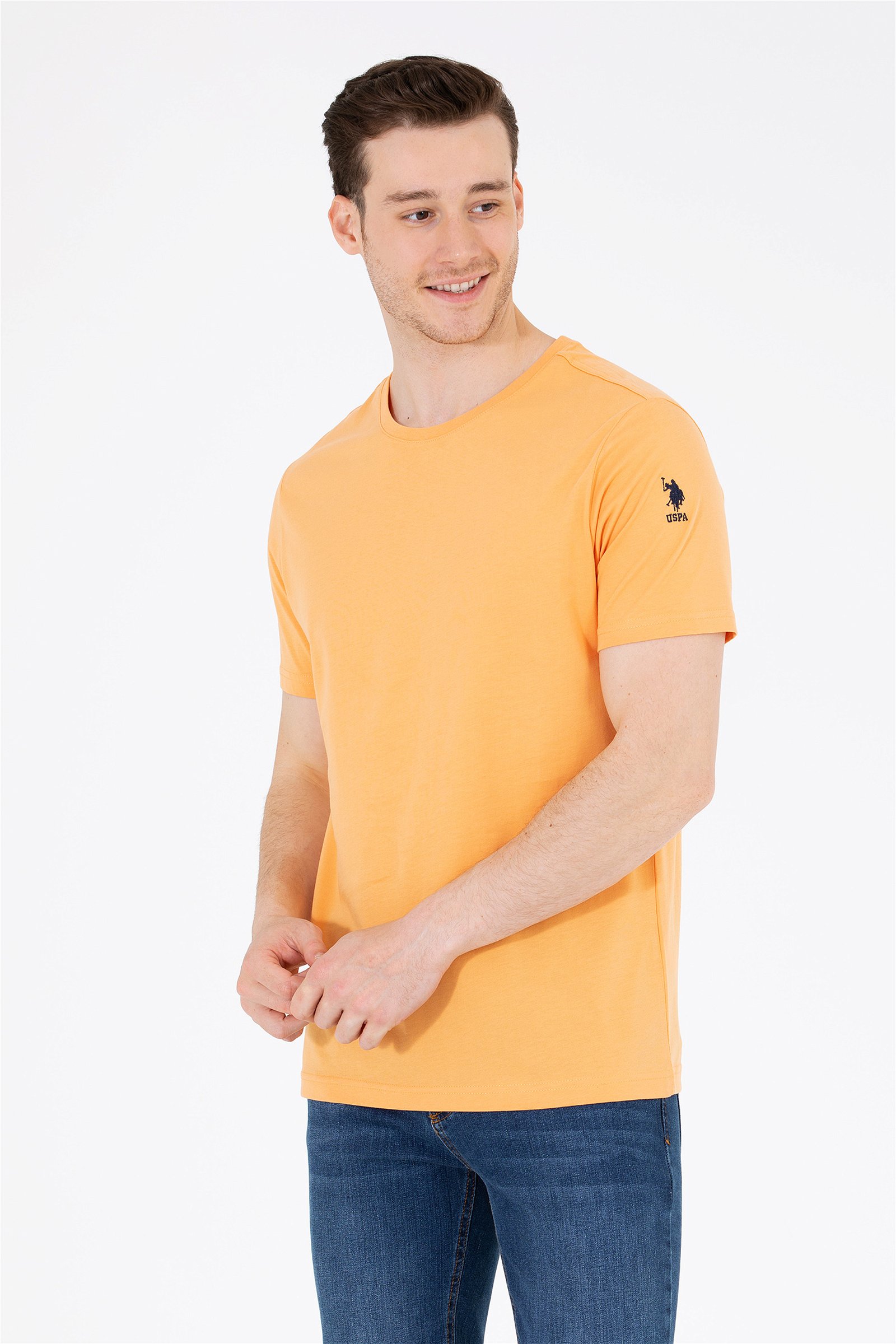 تی شرت یقه گرد زرد  رگولار آستین کوتاه مردانه یو اس پولو | US POLO ASSN