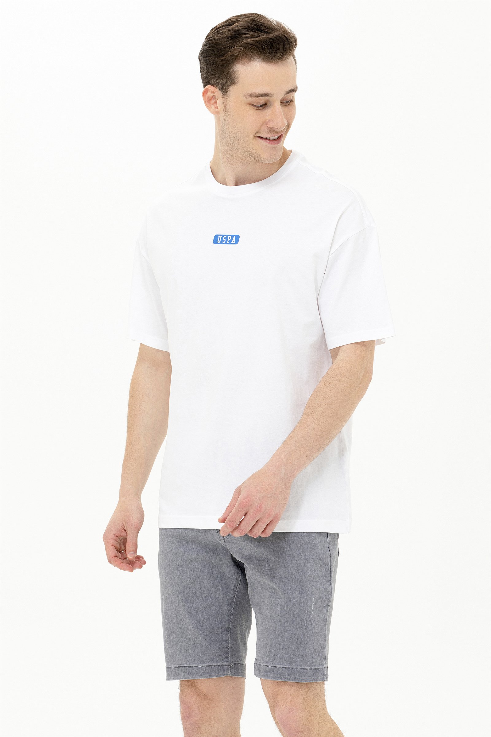 تی شرت یقه گرد سفید  Oversize آستین کوتاه مردانه یو اس پولو | US POLO ASSN