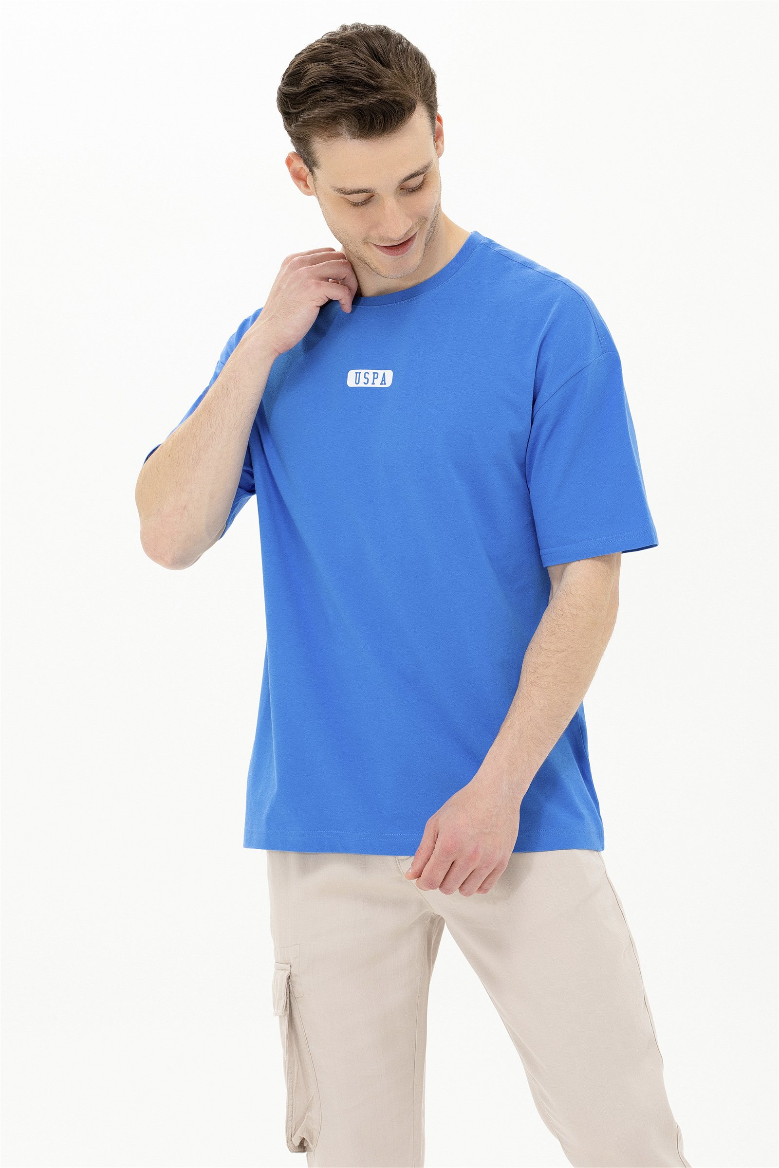 تی شرت یقه گرد آبی  Oversize آستین کوتاه مردانه یو اس پولو | US POLO ASSN
