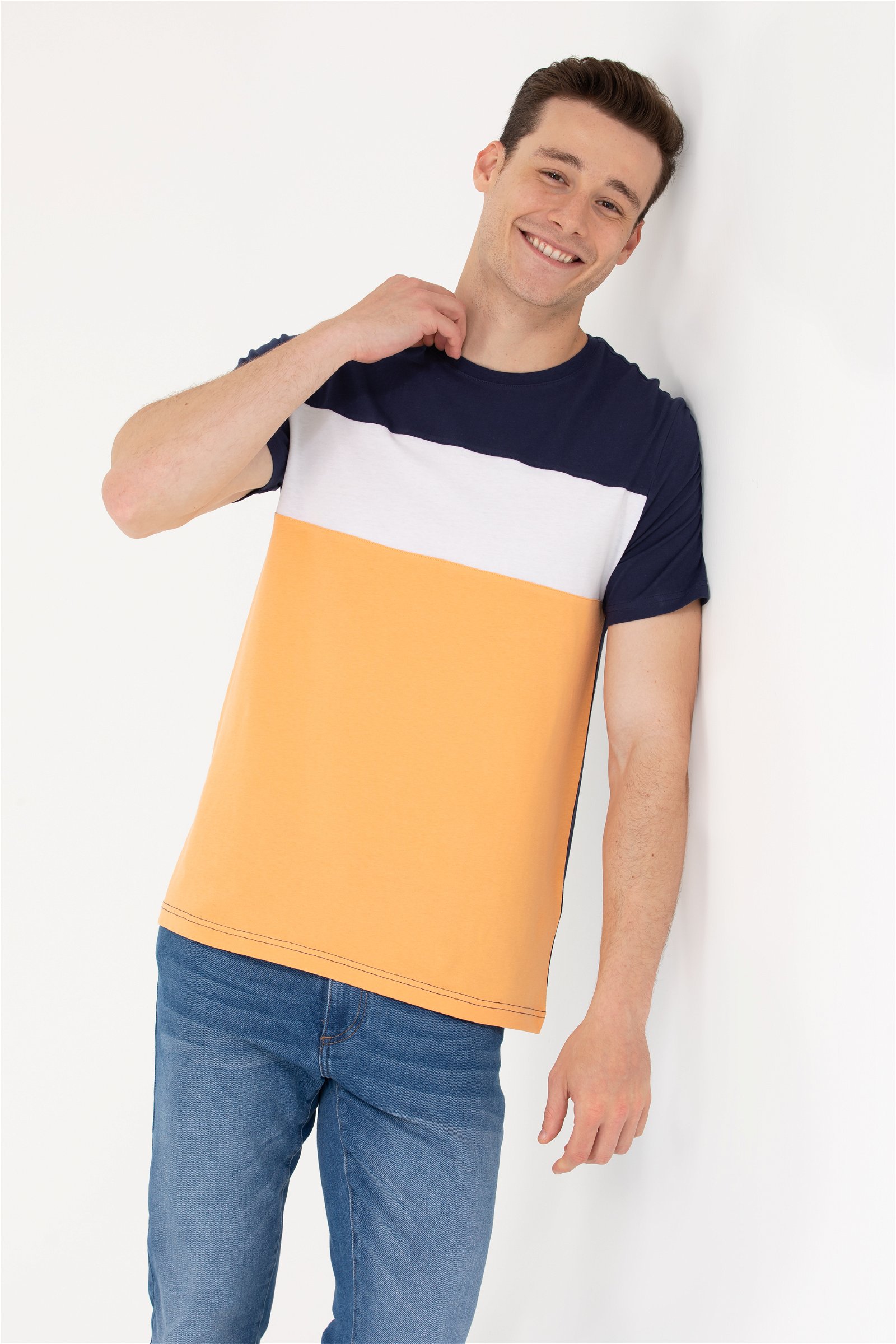 تی شرت یقه گرد نارنجی  رگولار آستین کوتاه مردانه یو اس پولو | US POLO ASSN