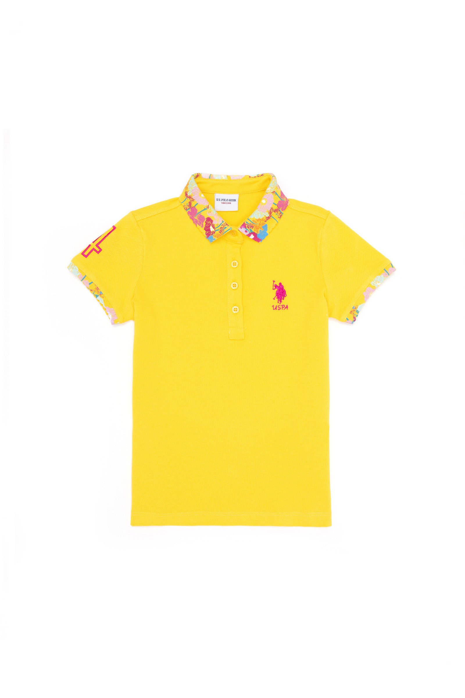 تی شرت یقه پولو زرد تیره  استاندارد فیت آستین کوتاه دخترانه یو اس پولو | US POLO ASSN