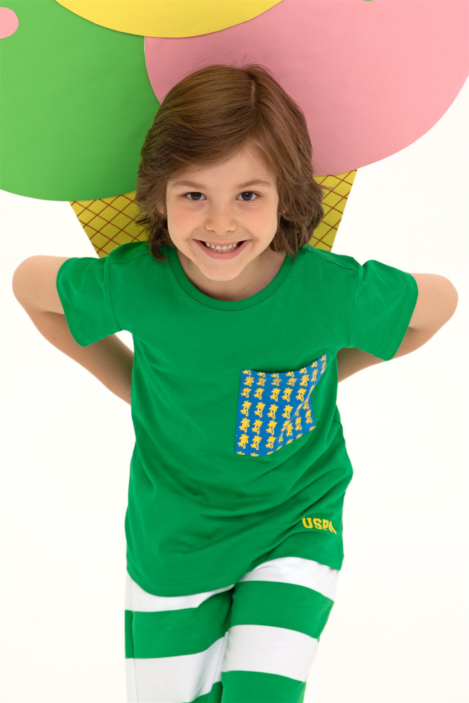 تی شرت  سبز  استاندارد فیت  پسرانه یو اس پولو | US POLO ASSN