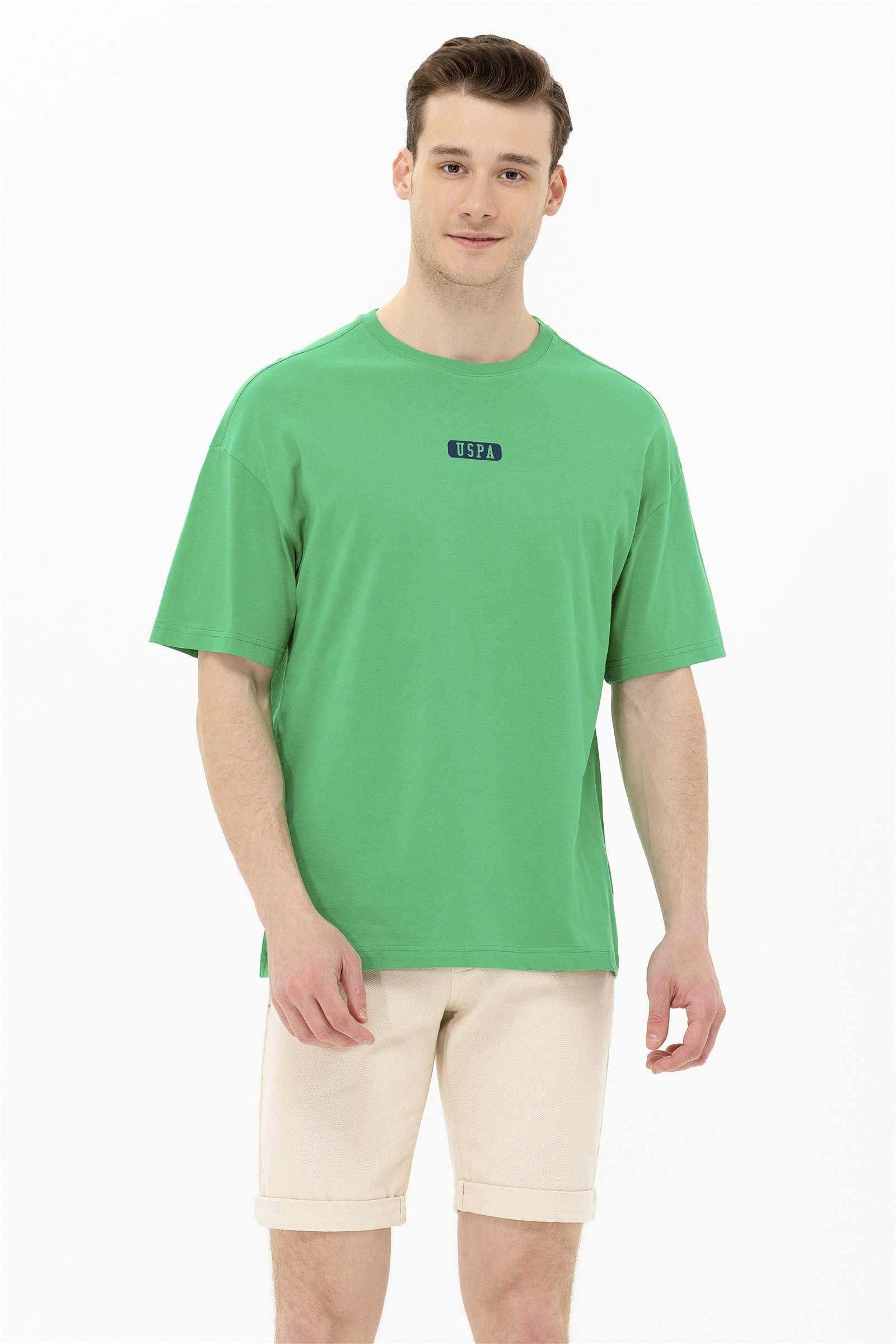 تی شرت یقه گرد سبز  Oversize آستین کوتاه مردانه یو اس پولو | US POLO ASSN