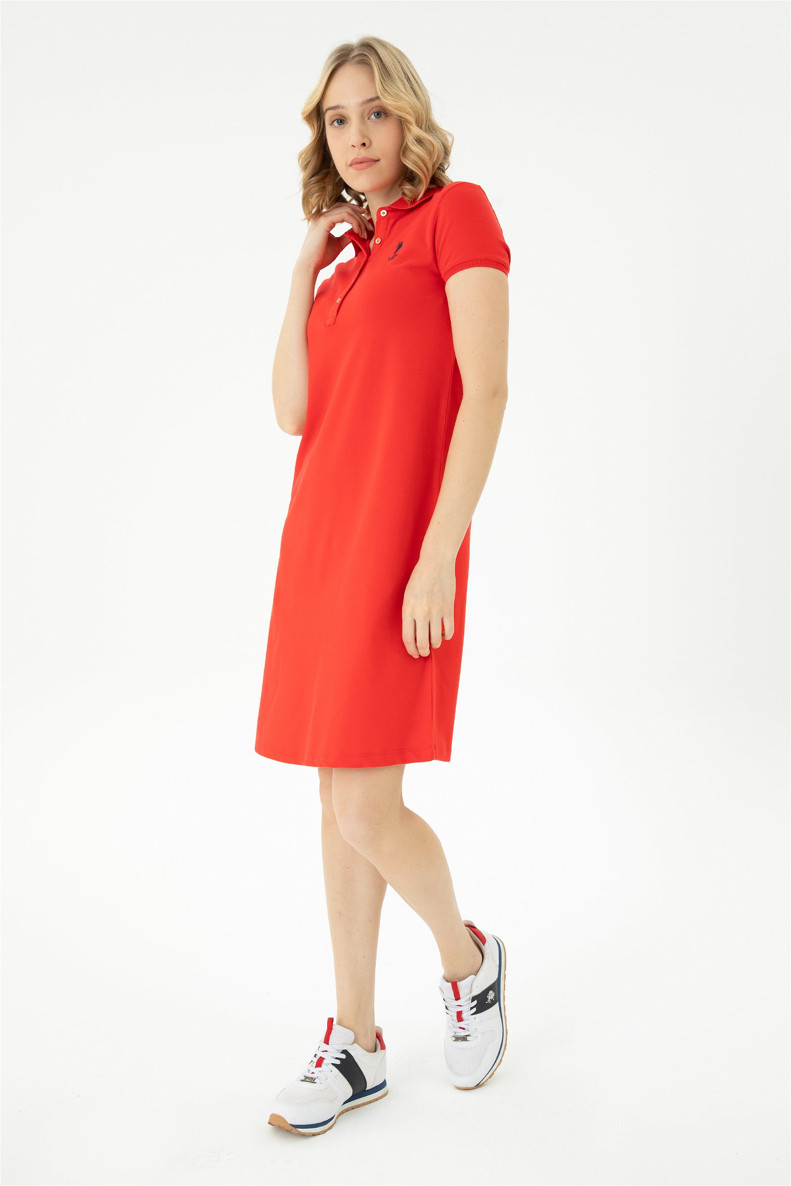 لباس بافته شده  قرمز  استاندارد فیت  زنانه یو اس پولو | US POLO ASSN