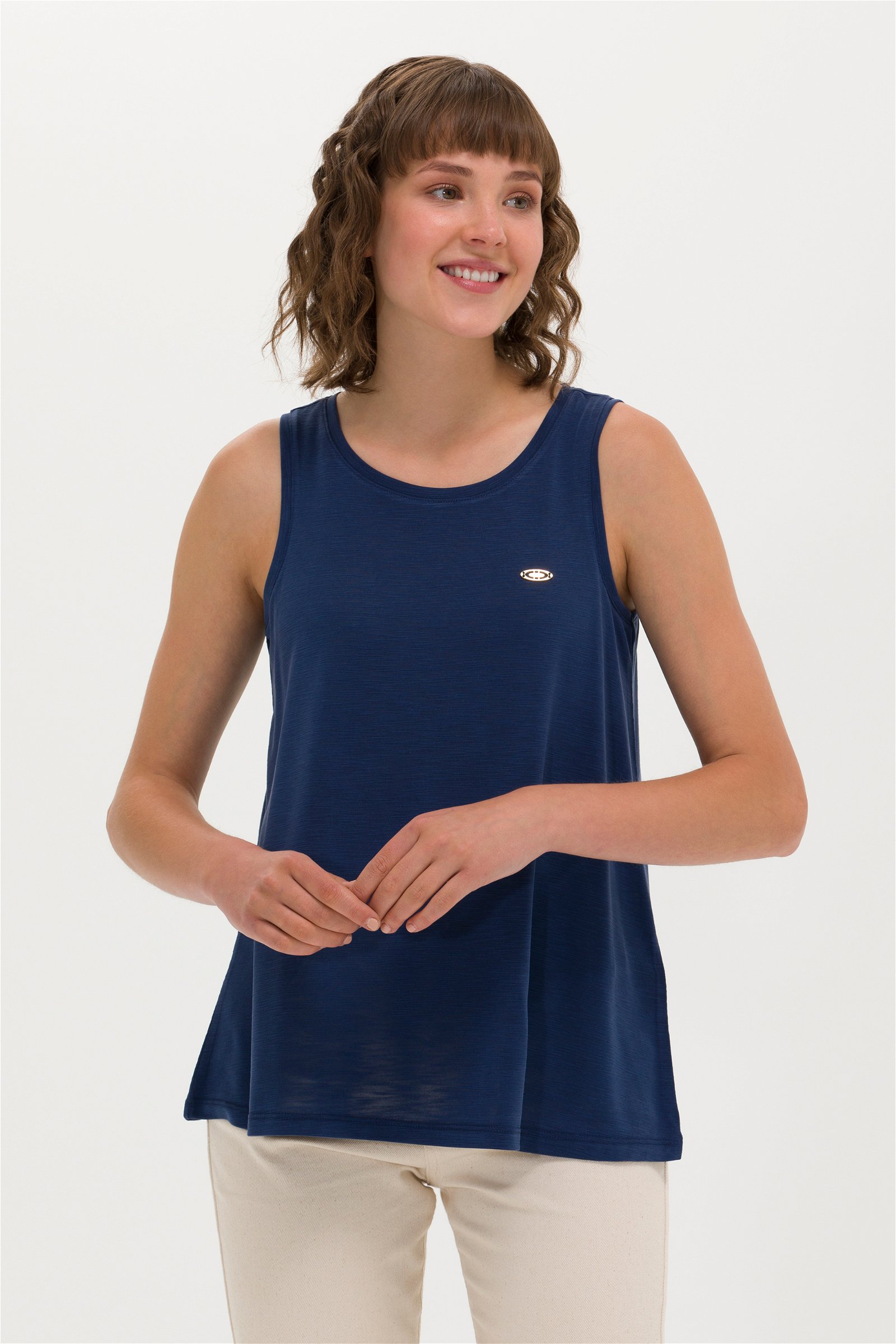 تی شرت یقه گرد لاجورد  A-Form Fit بدون آستین زنانه یو اس پولو | US POLO ASSN