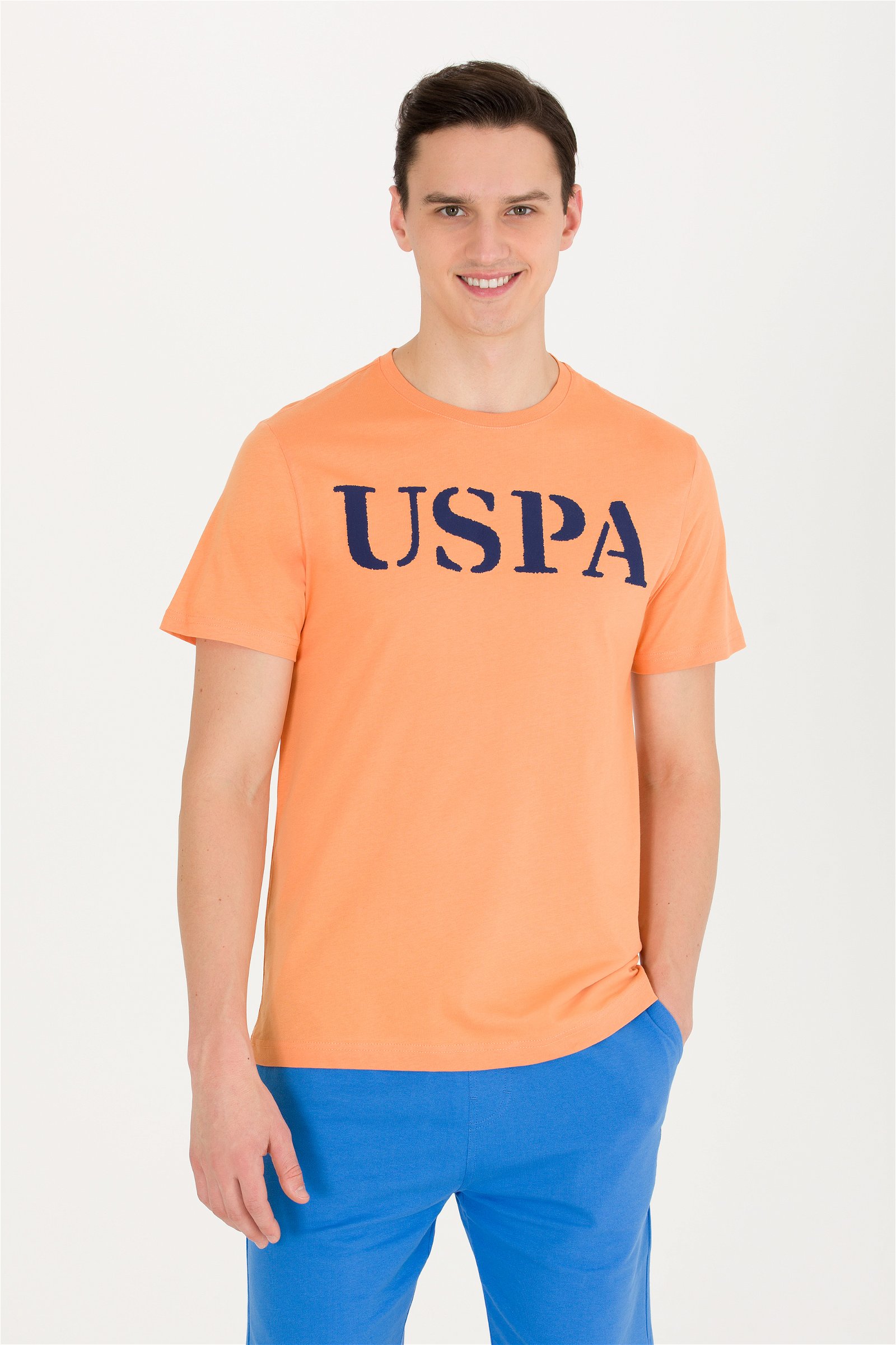 تی شرت یقه گرد نارنجی  رگولار  مردانه یو اس پولو | US POLO ASSN