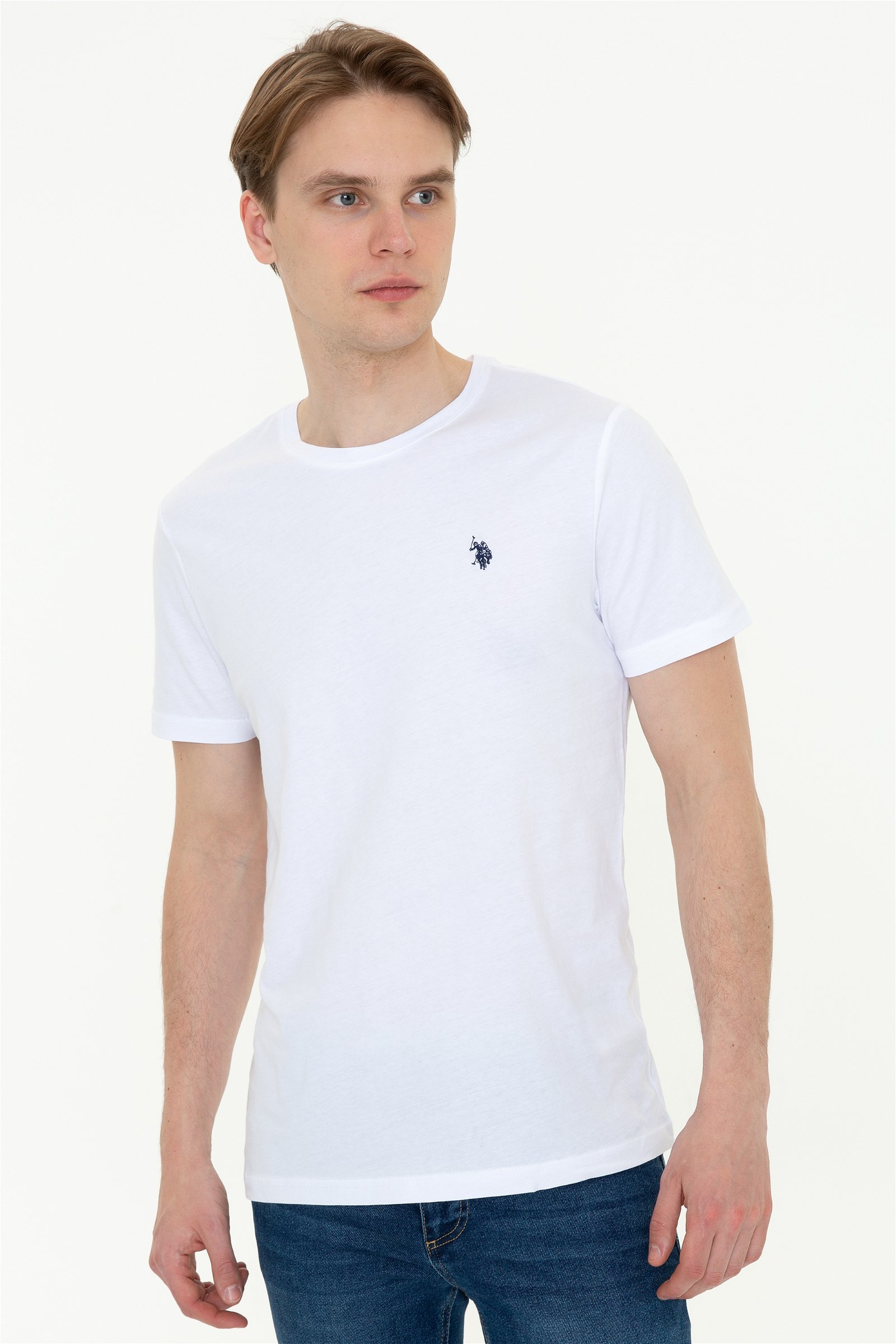 تی شرت یقه گرد سفید  رگولار آستین کوتاه مردانه یو اس پولو | US POLO ASSN