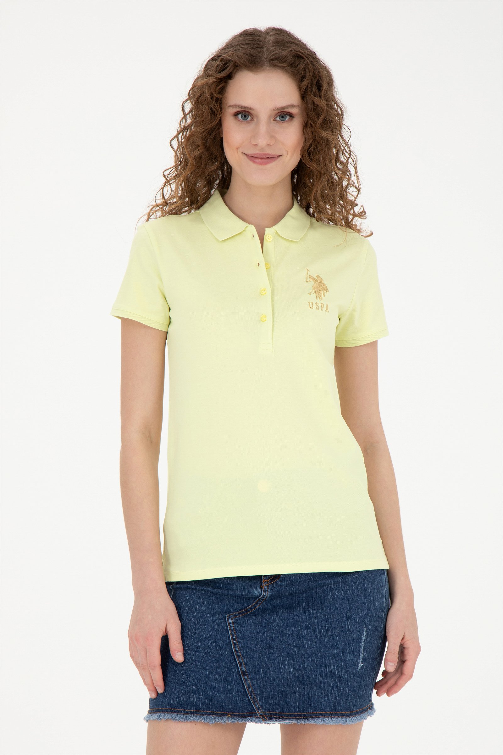 تی شرت  زرد روشن  اندامی  زنانه یو اس پولو | US POLO ASSN